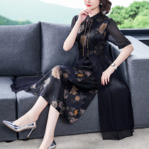 Chinese style Hangzhou new silk fragrant cloud yarn modified cheongsam young mother summer dress temperament dress womens clothing