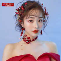 Cute bride 2021 new Korean gold beads flower edge clip headdress wedding toast dress red hair ornaments