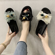 Slippers women indoor home princess wind thick bottom sponge cake 2021 new non-slip bathroom home ins tide wear cool outside