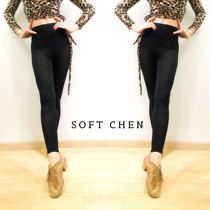 SOFTCHEN Latin dance outside wear black nine-point elastic big size all wild small feet leggings 69 two