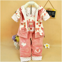 Baby winter clothes men and women go out cotton-padded clothes spring rompers velvet one-piece thickened newborn children babies 0-1 years old