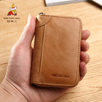Scarecrow card bag male retro zipper credit card bag leather female coin purse Drivers license first layer cowhide business card bag