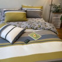 Autumn and winter neutral simple non-hair-free soft cotton sanding active printing four-piece set