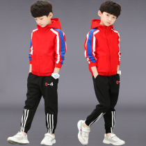 Childrens clothing Boys  autumn suit 2021 new handsome boy middle and large childrens sports spring and autumn 13-year-old tide