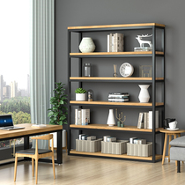American retro iron wood shelf living room display bookshelf simple modern multi-layer partition floor bookcase