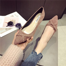 European station 2021 new black professional low-heeled shoes womens hundred small heels work shoes womens fine fairy shoes