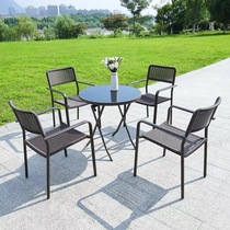 Outdoor tables and chairs combined leisure chairs milk tea shop outdoor tables with umbrella garden courtyard open terrace tea table and chair