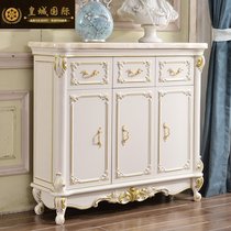 European marble shoe cabinet solid wooden carved ivory white gold shoe cabinet locker high cabinet