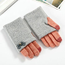 Wool Gloves Ladies winter cute students Korean version of Japanese knitted autumn thin cotton warm touch screen cycling