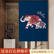 Ethnic style Jisheng fabric door curtain Thai pedicure shop Bath center shade home bedroom Chinese wind half curtain