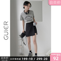 GUIER black open fork short skirt half body dress 2022 Summer new high waist a character slim fit hip skirt child