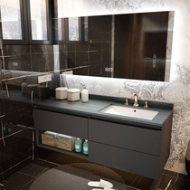  Oak bathroom cabinet combination rock board one-piece basin Simple modern bathroom sink sink washbasin cabinet