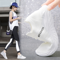 Net Red Little White Shoes Flying Loom Running Shoes Women 2022 Summer Breathable Light Soft Bottom Running Women Fashion Casual Shoes Tide