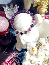 Natural amethyst red wood grain Redstone handstring bracelet