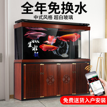 Sensen large super white fish tank living room bottom filter ecological aquarium 1 2 1 8 meters Chinese Dragon tank free water HST