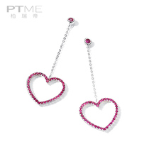 Sterling Silver Peach heart love heart shape exaggerated big earrings female Korean temperament Net red round face suitable for face thin ear line long