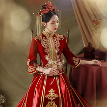 Velvet show 2021 new autumn wedding bride dress female wedding dress Chinese style show kimono