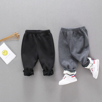 Children pants autumn winter 2021 new male and female baby casual children pants pure cotton plus suede pants thickened