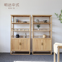 New Chinese solid wood Bogu rack Tea rack Elm paint-free multi-treasure pavilion floor cabinet bookshelf shelf Teahouse furniture