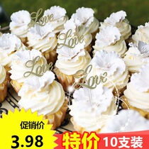 Cake card card shining LOVE 10 pieces of cupcake plug dessert plug wedding dessert table