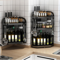 Kitchen Corner Shelf Seasoning oil salt sauce Vinegar Containing Shelf Wall-mounted home countertop Seasoning Rack