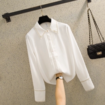 Korean Chiffon shirt womens design sense niche 2021 spring new foreign style fashion slim long-sleeved top tide