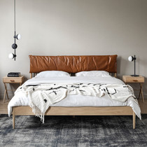 Nordic Day style oak wood Silence Soft Bag Full Solid Wood Bed Cherry Wood Modern Minima Double Man Bed Main Sleeper Suspended Bed
