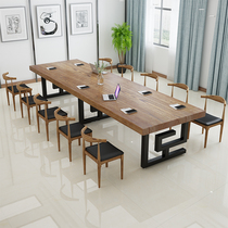 loft solid wood conference table long table simple industrial style desk large negotiation table training table office furniture