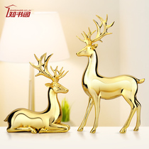 Golden elk living room entrance TV wine cabinet decorations ornaments home modern light luxury high-end net red small Nordic