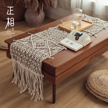Bohemia cotton rope woven table flag handmade light luxury dining table flag cloth TV cabinet decorative cloth long shoe cabinet cover cloth
