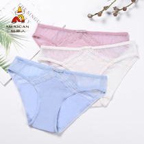 3 Scarecrow summer thin ladies briefs low waist sexy lace mesh sheer shorts headings