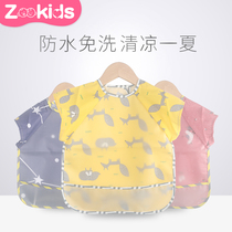 Children drawing and eating clothes baby waterproof rice pocket Velcro sleeveless summer anti-dressing Disposable bib bib