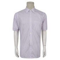 Special 360-Swiss cotton KC summer mens short-sleeved shirt vertical stripes light purple cotton
