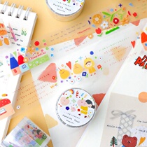 And paper tape small cute text patchwork PET transparent tape cartoon character Net red color salt text fruit flower hand account material Japanese hipster girl heart super cute sticker