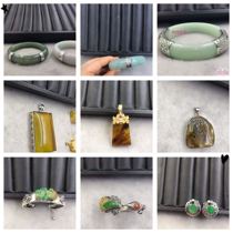 Inlaid processing custom 925 silver kring gold ring pendant bracelet emerald honey wax wolf tooth type irregular jewel tote