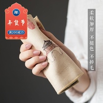 Water-absorbing thickened soft tea towel tea pad painted deer velvet plush Chinese style national style rag towel clean square pot