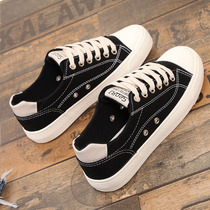  Large size womens shoes 41 42 43-40ins canvas shoes womens black all-match student sneakers casual flat shoes single