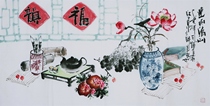 Y21 four-foot freehand Flower and Bird (608) Chinese painting clear painting painting painting hand-painted horizontal