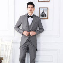 Gray tuxedo mens suit suit suit suit business dress mens custom suit performance host conductor spring and summer