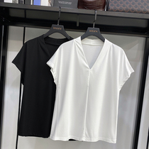 MRMW2021 summer new simple V collar flying sleeve t-shirt women design sense niche loose slim short sleeve top