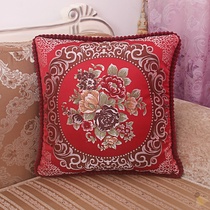 New Chinese embroidered pillow cushion Chinese style high-end New Year mahogany cushion European style pillow case luxury high-end