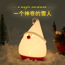 Snowman Christmas night light charging creative silicone patting lamp with sleep lamp bedroom bedside lamp birthday gift