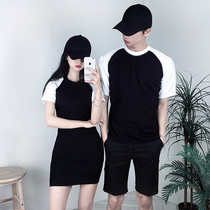 Couple dress summer dress 2021 temperament slim slim short skirt Couple round neck short sleeve T-shirt male Korean version