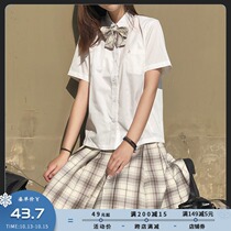 Cherry blossom family white JK shirt corner collar embroidery square collar short sleeve multicolor shirt half sleeve female summer