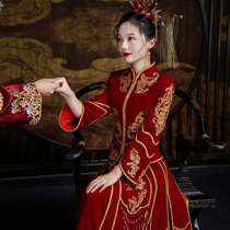 Velvet Xiuhe dress bride 2021 new Chinese wedding dress female small man high-end summer show kimono Xiuhe