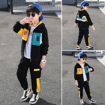 Childrens clothing boys autumn clothes foreign style suit 2021 new middle and big childrens handsome sports clothes boys spring and autumn