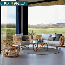 Outdoor Patio Sofa Rattan Chair Rattan OPEN-AIR OUTDOOR SOUTHEAST ASIA SINGLE DOUBLE COMPOSITION BRIEF ABOUT NORDIC THREE SETS