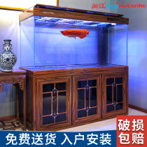 Minjiang large ultra-white fish tank aquarium Chinese living room household floor-free water bottom filter Dragon and Fish Tank