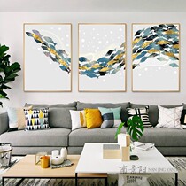 Fish modern living room combination triple painting creative wall painting Nordic simple style crystal porcelain painting sofa background decoration painting