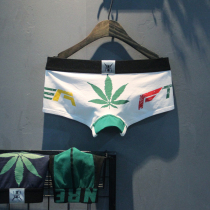 3-pack mens underwear pure cotton trend maple leaf printing U convex pouch four corners low waist sexy student short flat corners